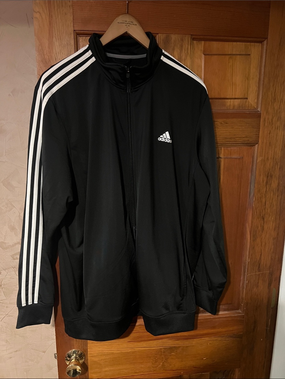 adidas Black Windbreaker Jacket with White Stripes